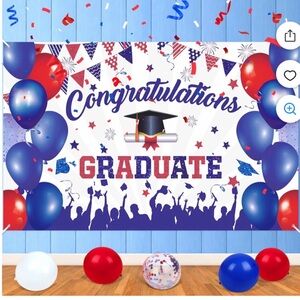 HUGE Congrats Grad Photo Backdrop - Red, White & Blue!